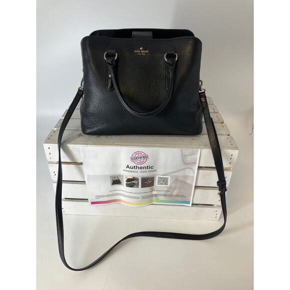 KATE SPADE MEDIUM BLACK PEBBLED LEATHER CROSSBODY /HANDBAG - Picture 1 of 16